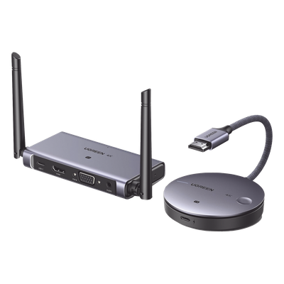 Extensor HDMI Inalámbrico / 1080p@60Hz a 50 m (164 ft) / 4K@30Hz a 30 m (98.4 ft) / Salida HDMI y VGA Simultánea / Audio 3.5 mm / Plug and Play