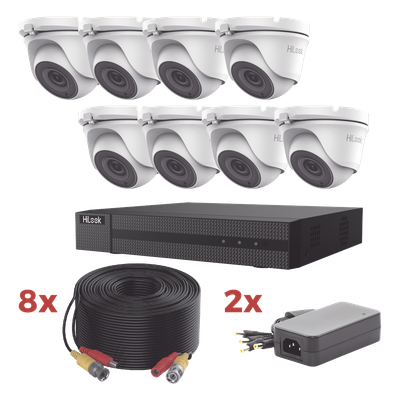 Kit de Videovigilancia TurboHD / DVR 8 Canales / 8 Cámaras Turret 2 Megapixel / IR 20 m (65.6 ft) / 8 Cables Coaxiales 20 m (65.6 ft) / 2 Fuentes de Alimentación