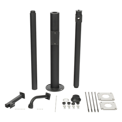 Poste Seccionado para Cámara PTZ / 3 m (9.8 ft) de Altura / 3 Secciones de 1 m / Base de Cimentación 330 mm / Soporte PTZ 48.5 mm / Sellos Impermeables / Color Negro