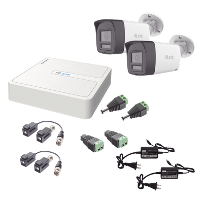 Kit de Videovigilancia TurboHD / DVR 4 Canales / 2 Cámaras Bala 2 Megapixel / Dual Light 20 m (65.6 ft) + IR 30 m (98.4 ft) / Audio Bidireccional / Exterior IP67