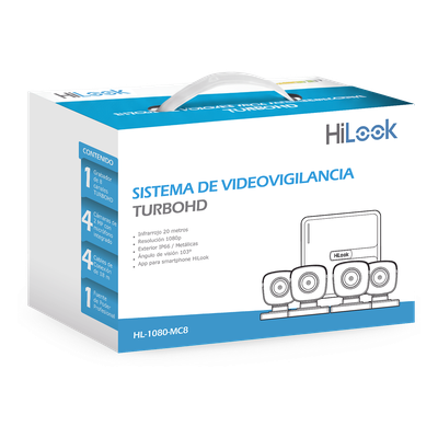 Kit TurboHD / DVR 8 Canales / 1080p / H.265+ / 4 Cámaras Bala 2 MP / Lente 2.8 mm / Cables 18 m (59.1 ft)