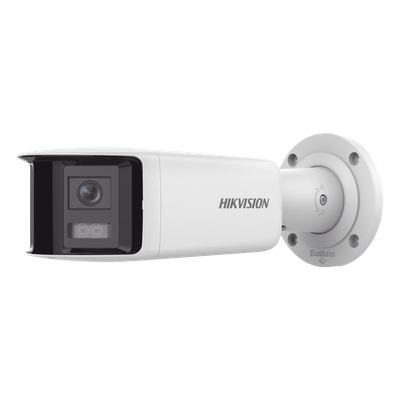 Cámara Bala IP / 4 Megapixel / Dual Lente 2.8 mm / Panorámica 180° / IR 40 m (131.2 ft) / WDR 120 dB / IP67 / Audio Bidireccional / PoE