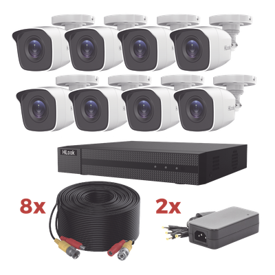 Kit de Videovigilancia TurboHD / DVR 8 Canales 1080p Lite / 8 Cámaras Bala 2 Megapixel / IR 20 m (65.6 ft) / Audio por Coaxitron / Cables Coaxiales 20 m (65.6 ft)