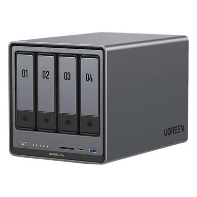 NAS 4 Bahías / Intel Pentium Gold 8505 5 Núcleos / 10GbE + 2.5GbE / DDR5 8GB Expandible a 64GB / PCIe 4.0 M.2 NVMe / USB 3.2 Gen 2 / HDMI 4K