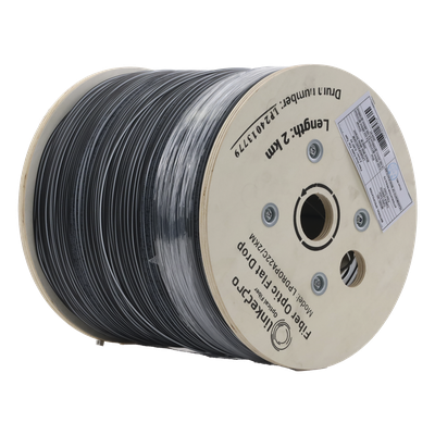 Carrete Fibra Óptica Drop / 2 km / G.657A2 / Bifibra Plana / LSZH / Dieléctrica / 2 Hilos / 6562 pies