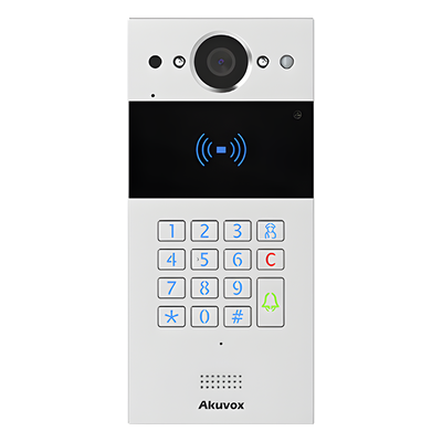 Videoportero IP SIP / 2 Megapixel / Teclado y Lector NFC+RFID 125 kHz / Control de 2 Puertas / PoE / IP65 / Notificación App y Llamada Telefónica / PIN Temporal